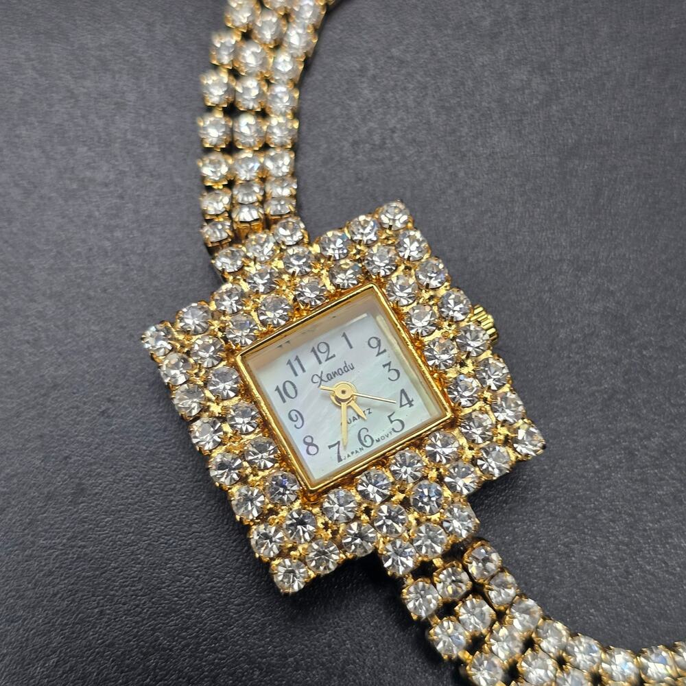 Xanadu Gold Tone Rhinestone Quartz Watch WORKS